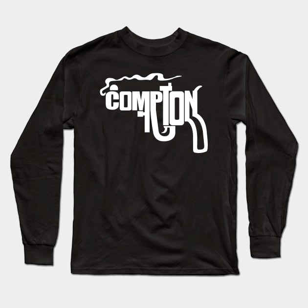 COMPTON Smoking Gun 90s West Coast Style Long Sleeve T-Shirt by darklordpug